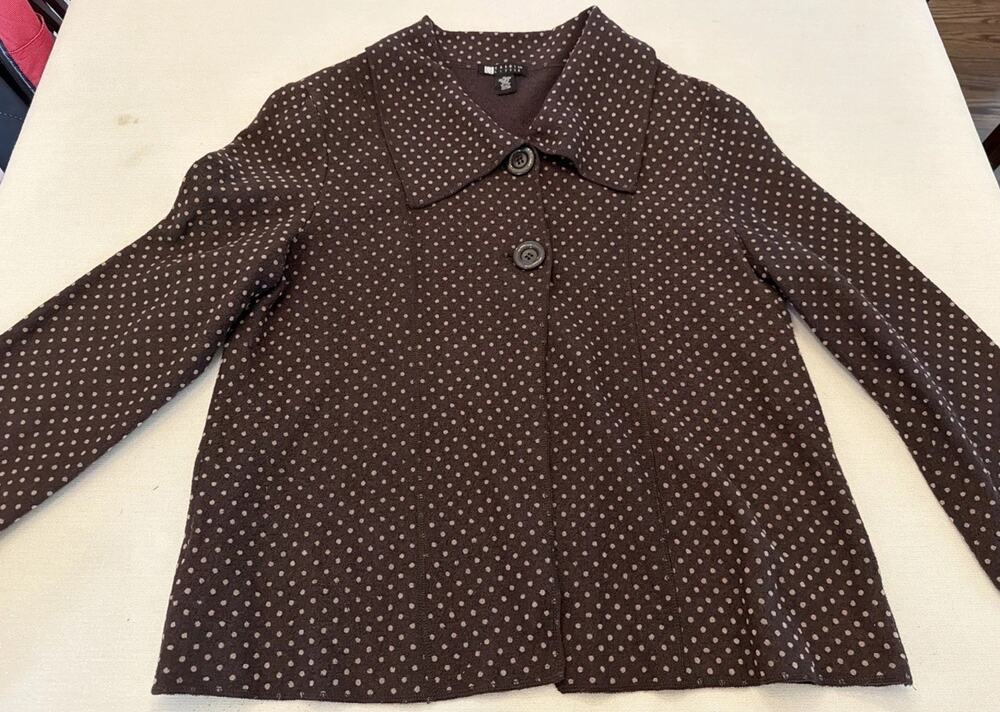 Beautiful Carole Little Wool Blend Women's Jacket/Cardigan Long Sleeve Brown XL
